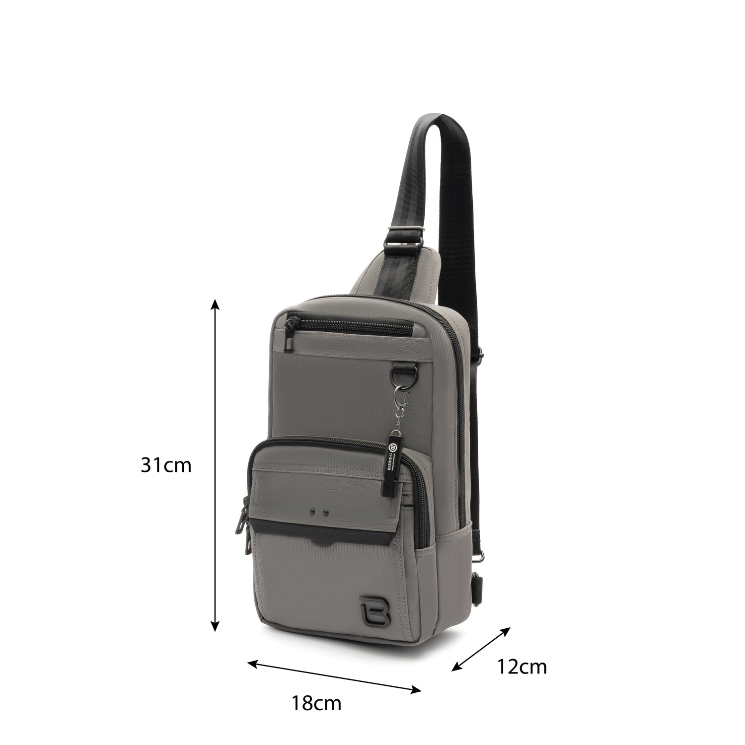 BMAL2323-600 Zoey Wall Grey Sling Bag Size
