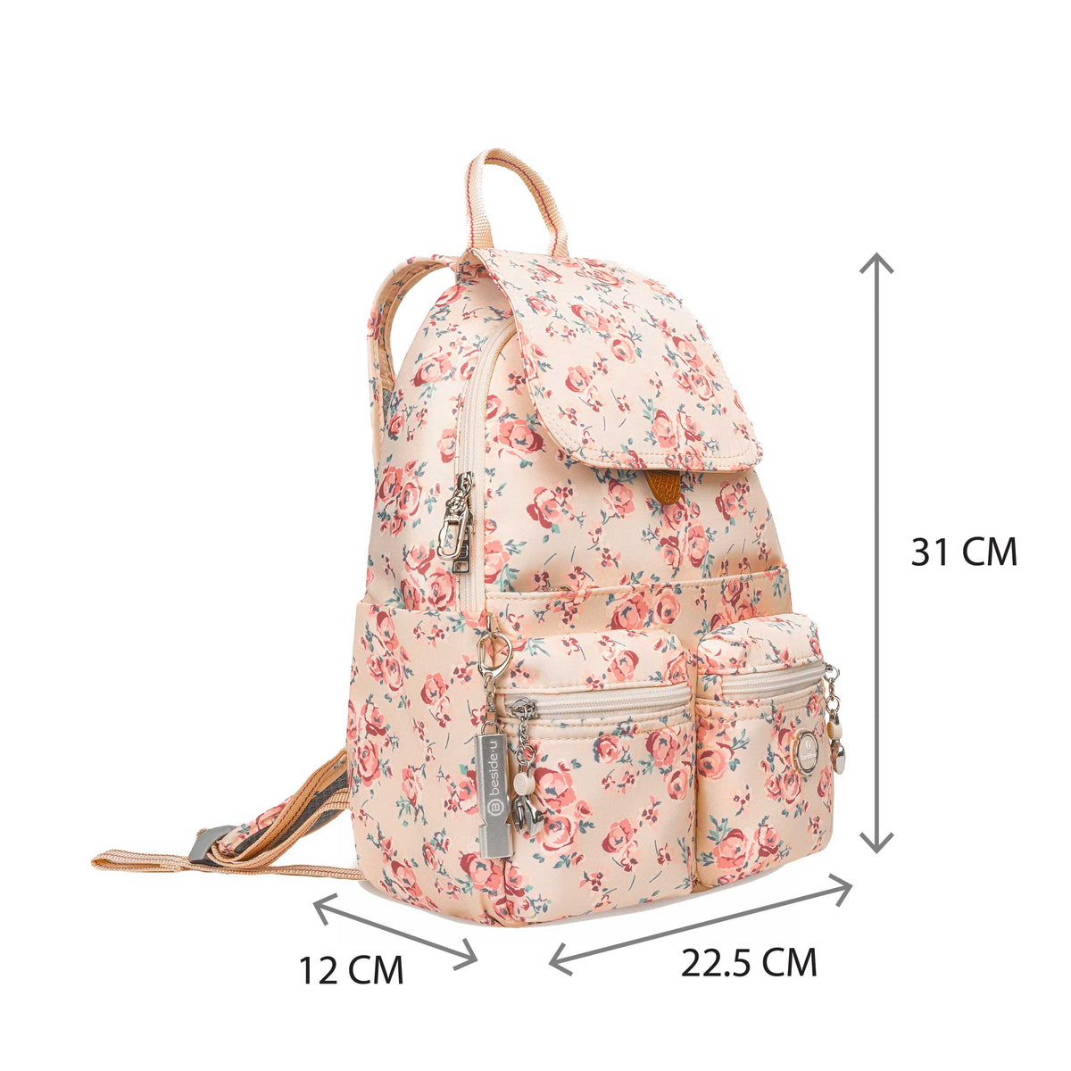 BFYP2634-598 Cosmos Beige Vintage Bouquet Backpack Size
