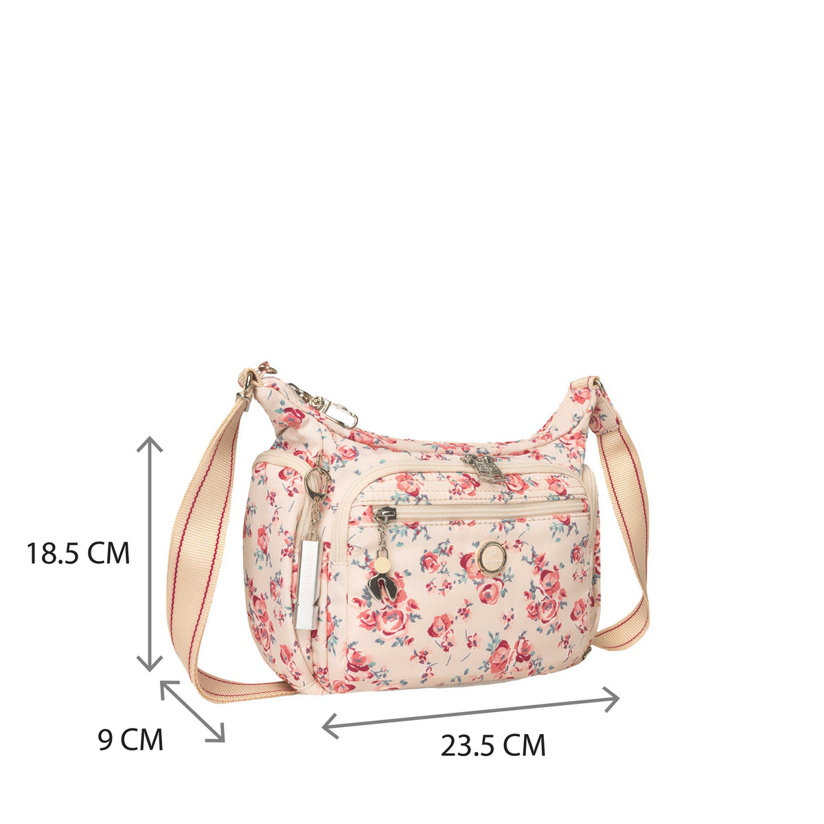 BFYP26214S-598 Begonia Beige Vintage Bouquet Crossbody Size