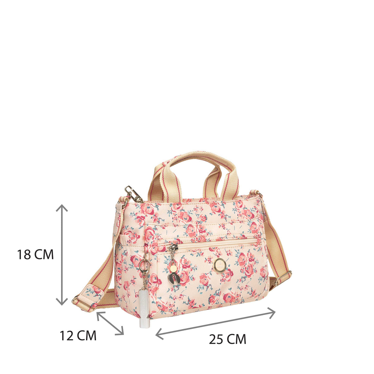 BFYP2631-598 Petunia Beige Vintage Bouquet Satchel Size