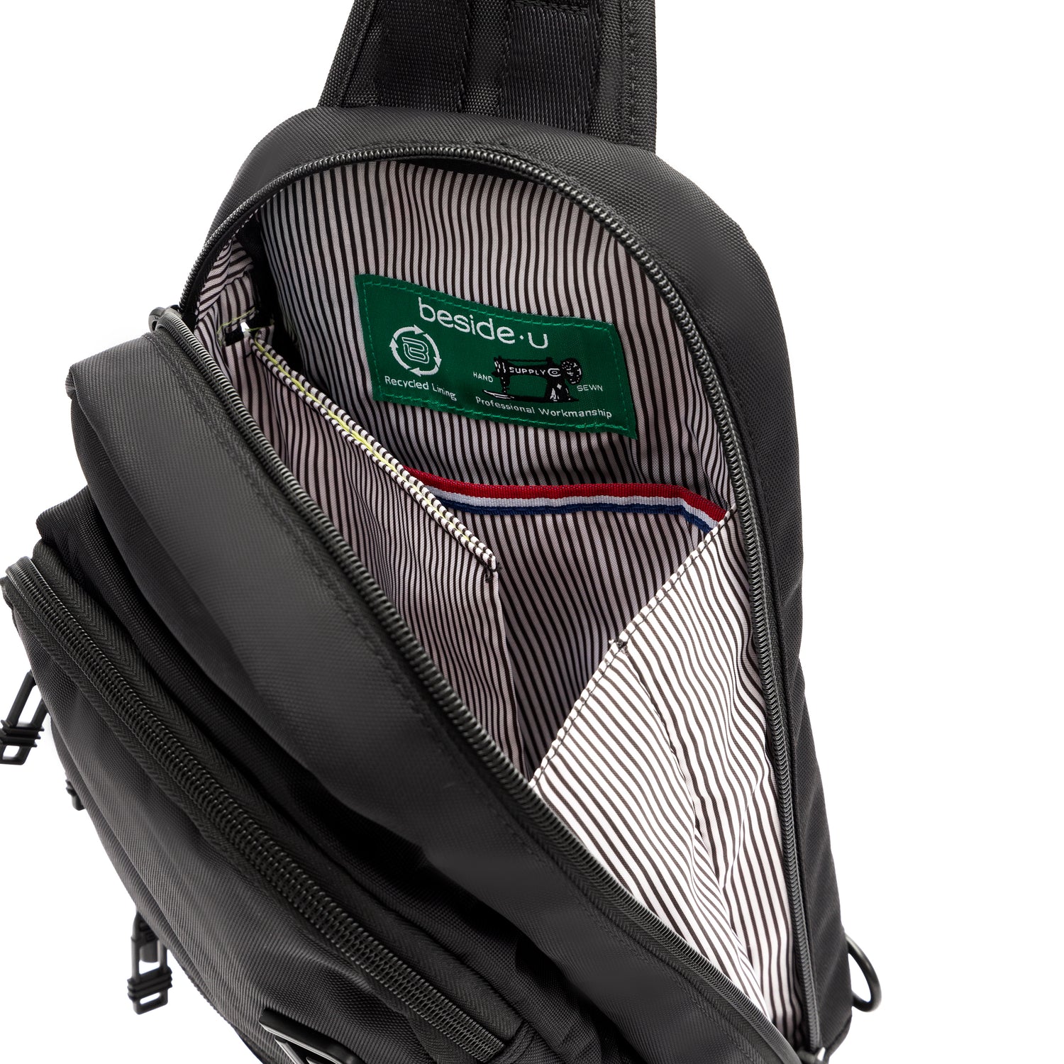 BAPC2206R1-100 Radiant Black Sling Bag Inside Main Angled