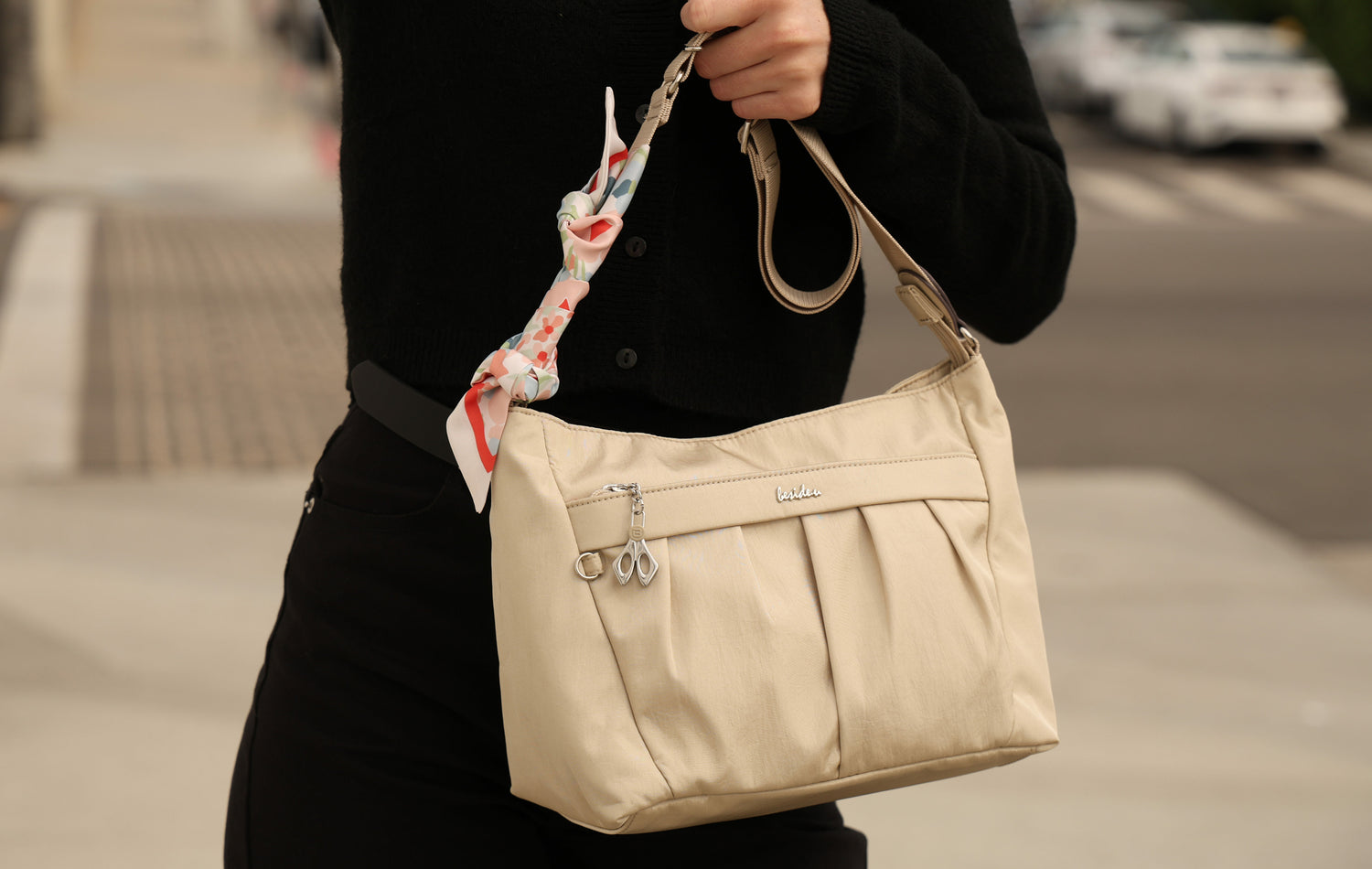 BCSA2407-769 Kindred Silky Beige Crossbody Close Model