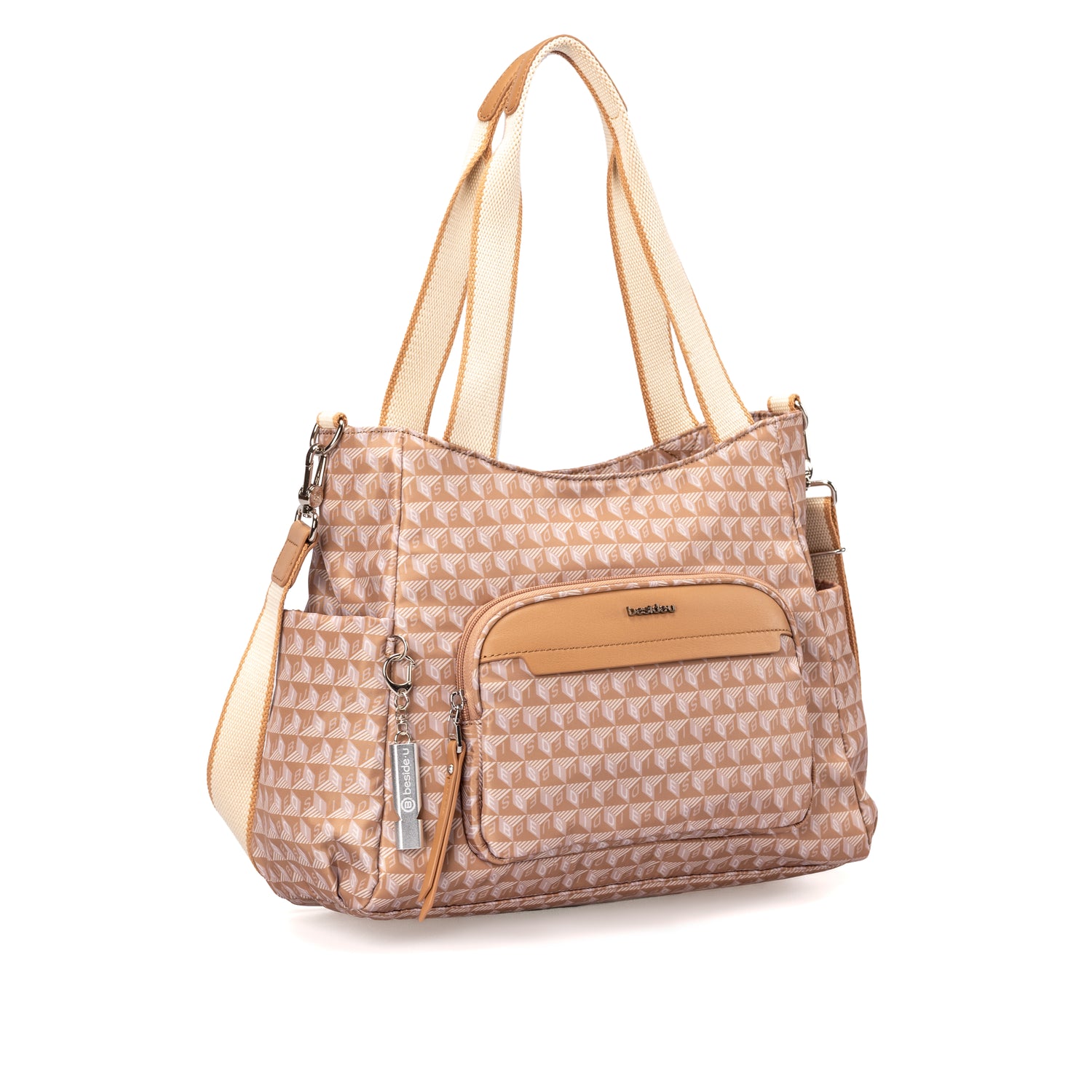 BDY2504-773 Emerald Camel Brown Satchel Angled