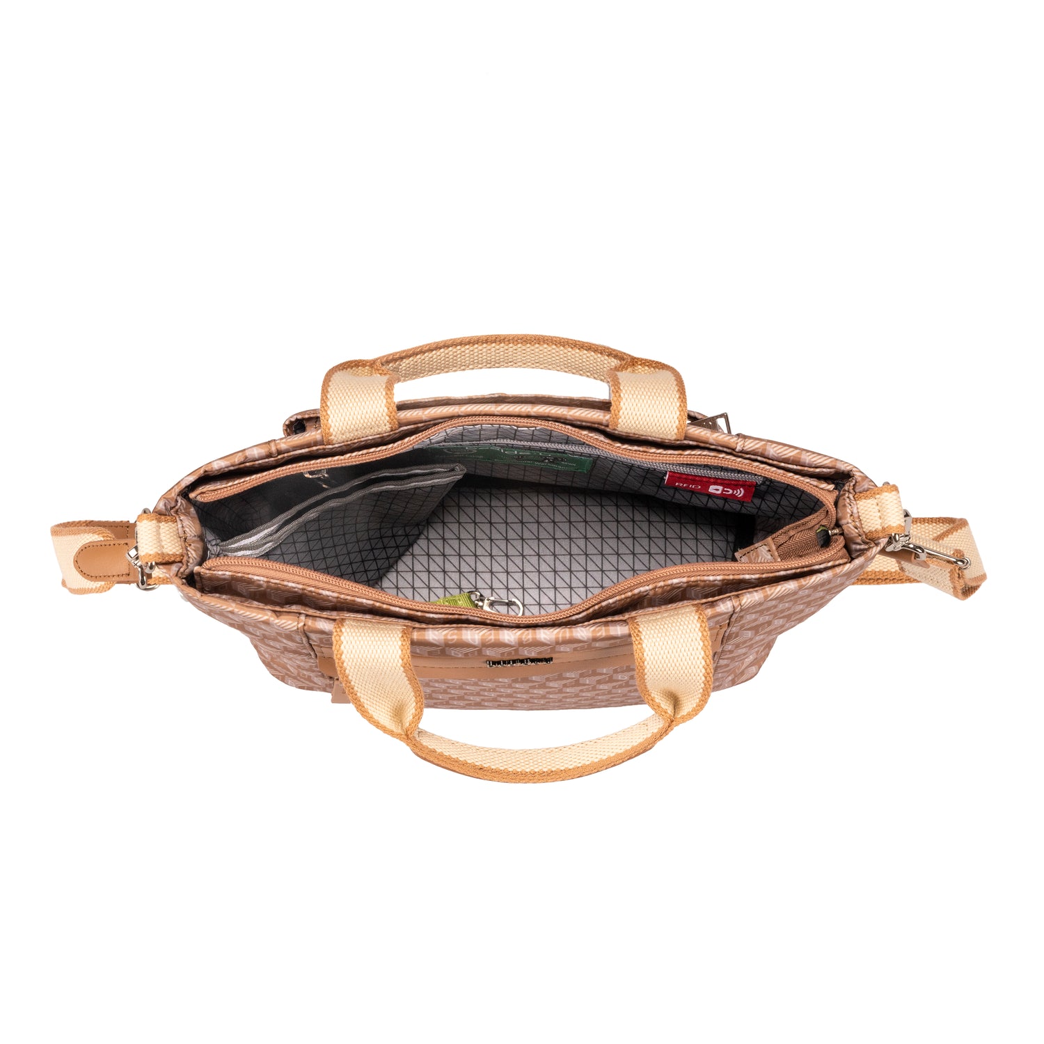BDY2508-773 Sapphire Camel Brown Satchel Inside Main