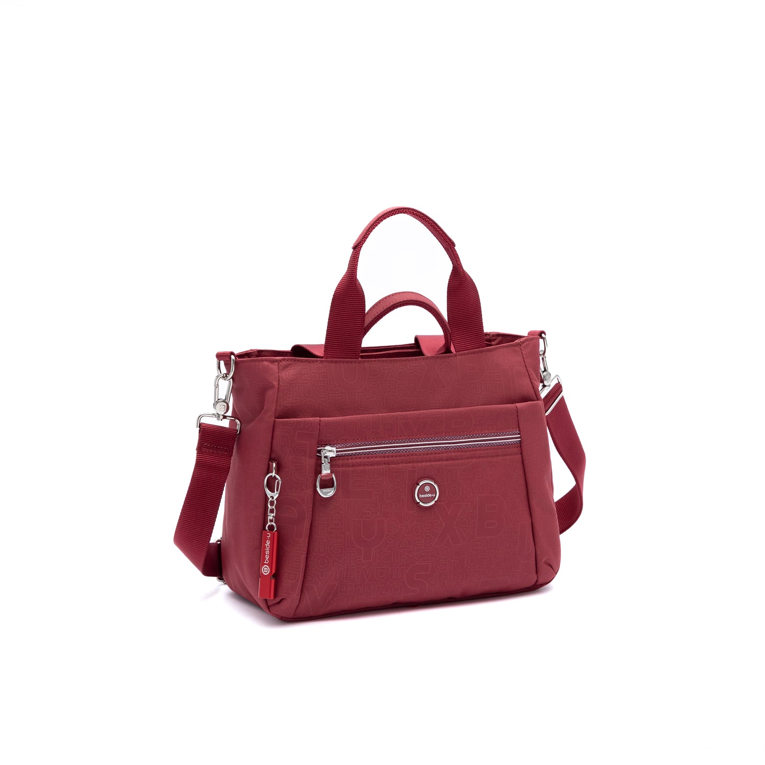 BFY2507-214 Glimmer Dark Red Satchel Angled