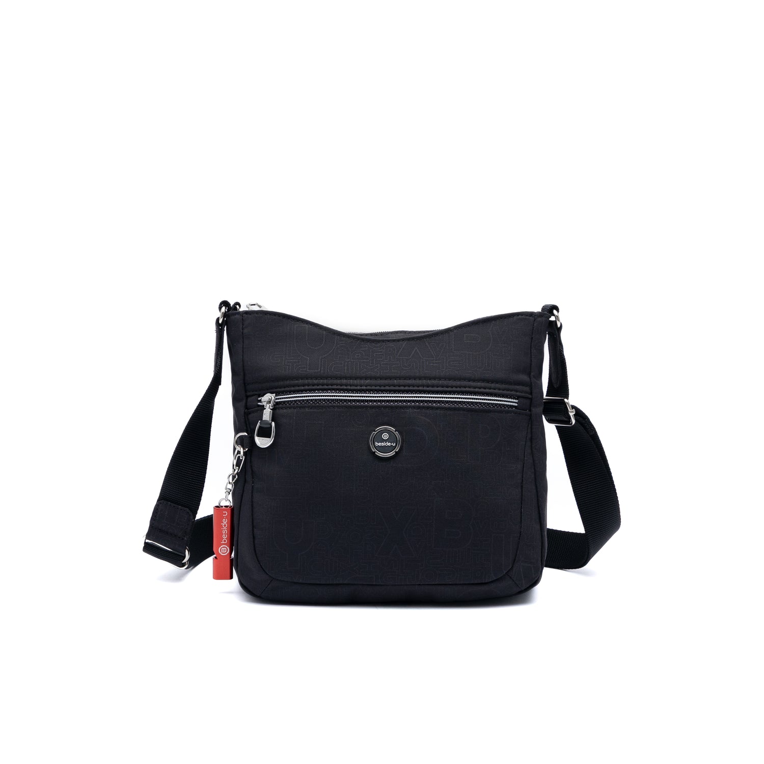 BFY2509-1C1 Action New Embossed Black Crossbody Front