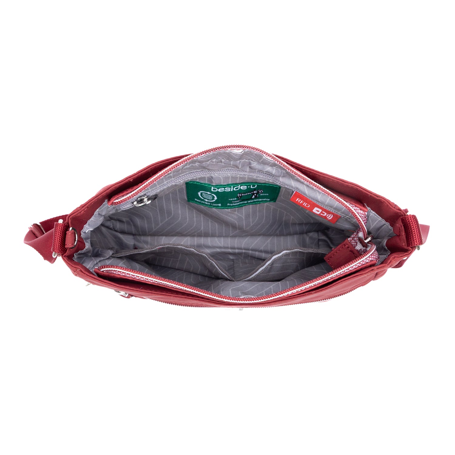BFY2509-214 Action Dark Red Crossbody Inside Pockets