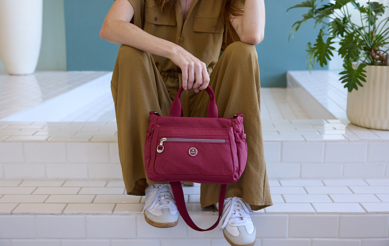 BFY2514-214 Novelty Dark Red Satchel Model Top Handles