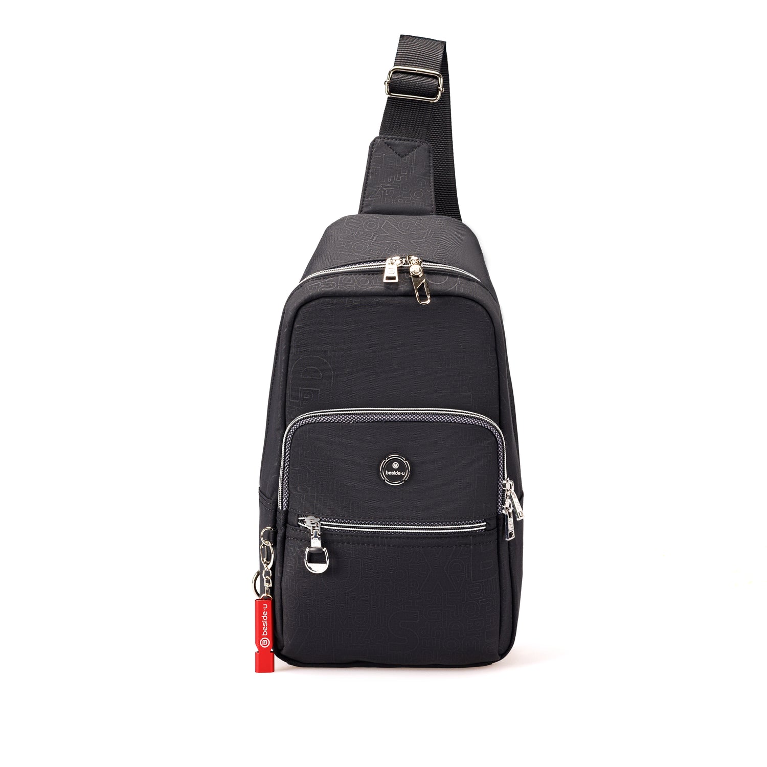 BFY2531-1C1 Alto New Embossed Black Sling Bag Front