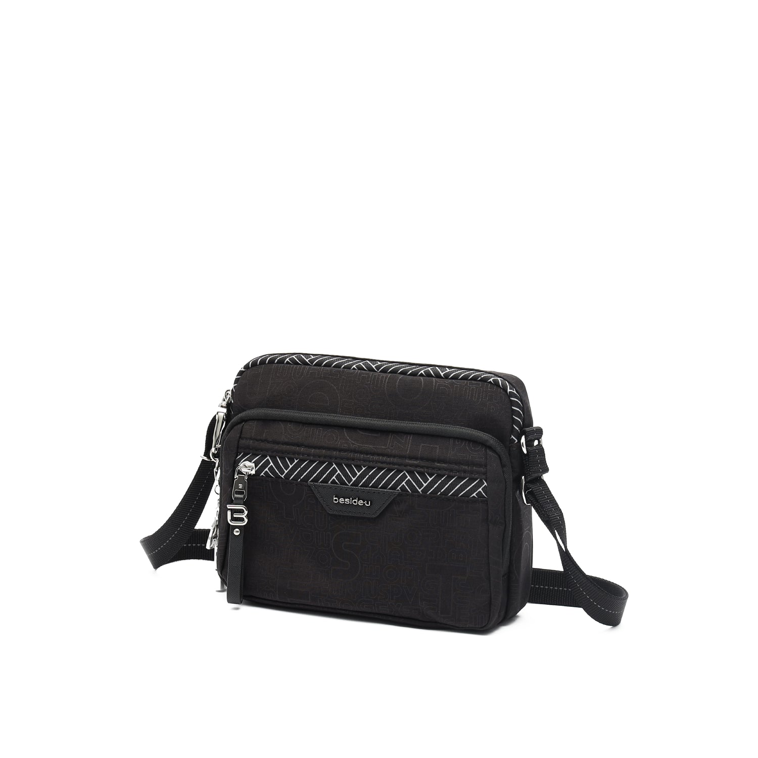 BFYN2301-1C1 Realize New Embossed Black Crossbody Angled