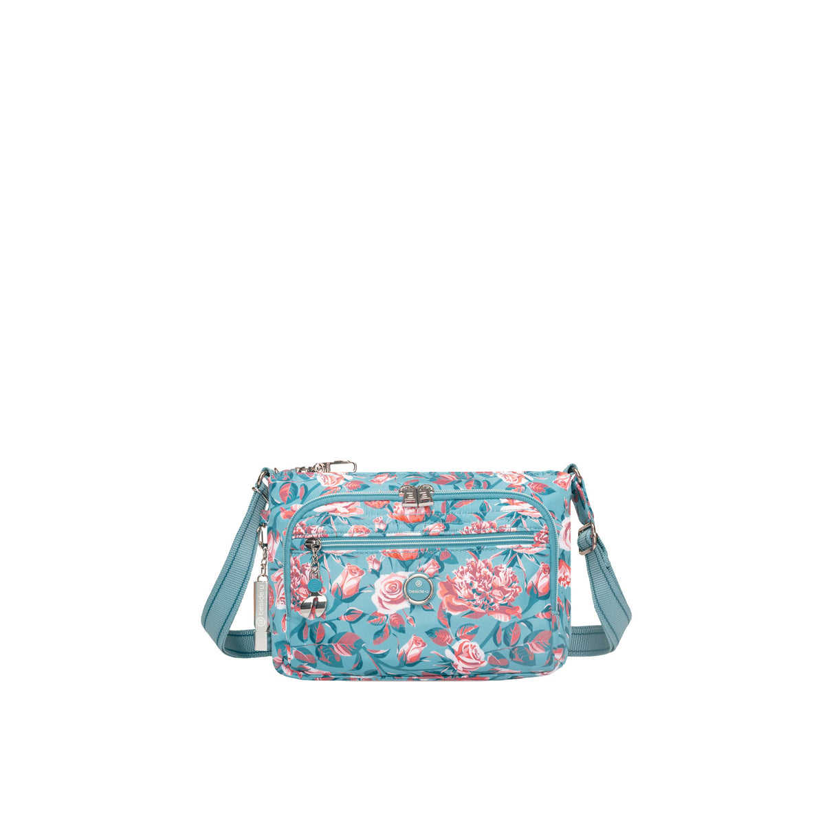 BFYP2564-3L8 Flower Slate Blue Petals Crossbody Front