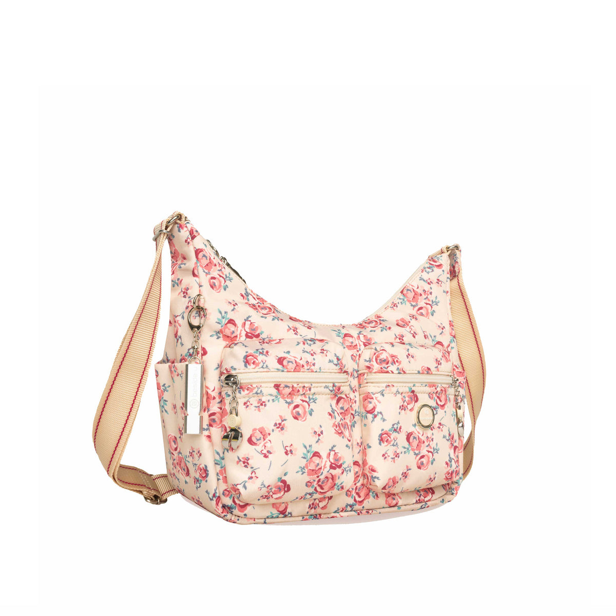 BFYP2601-598 Zinnia Beige Vintage Bouquet Crossbody Angled