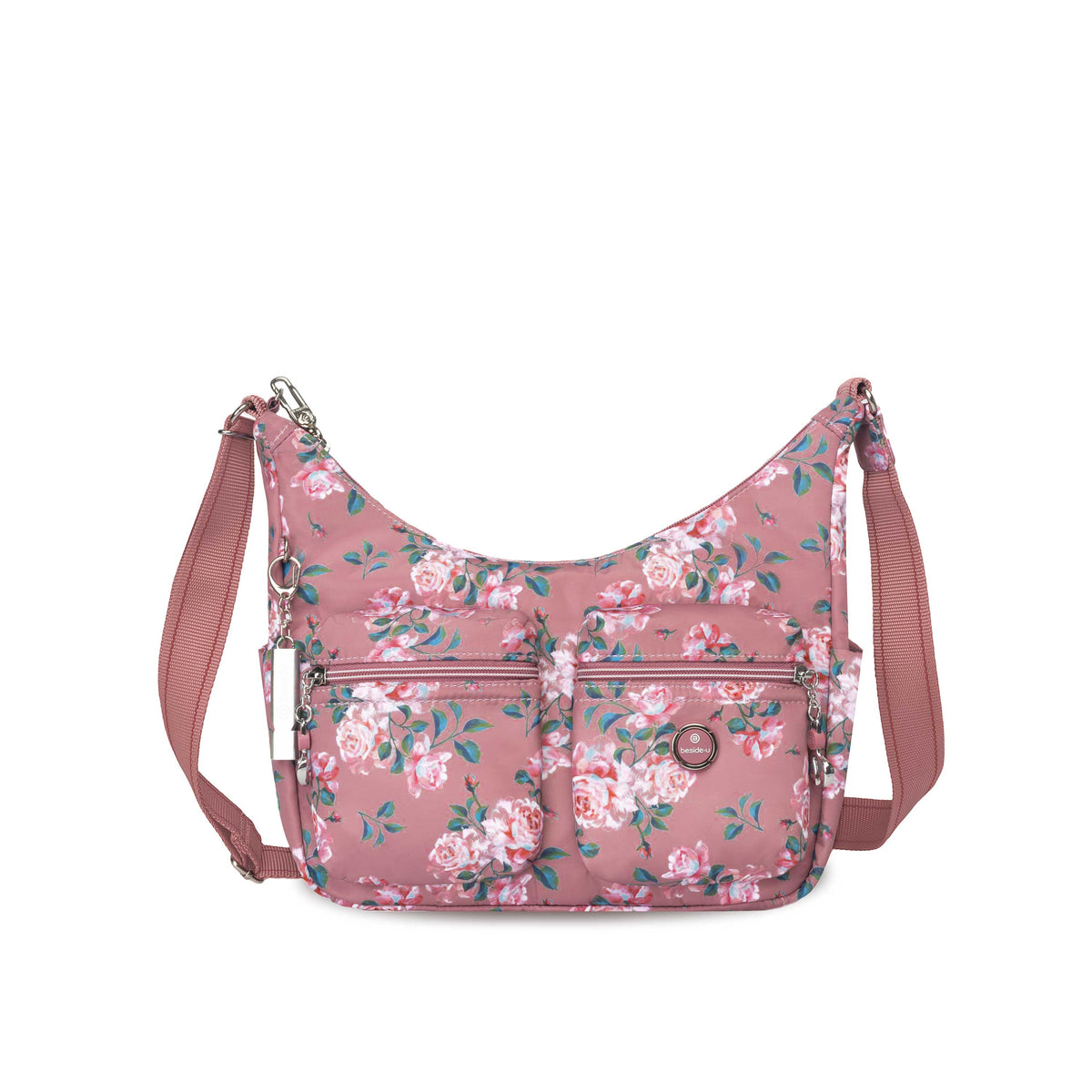 BFYP2601-965 Zinnia Rose Blooms Crossbody Front