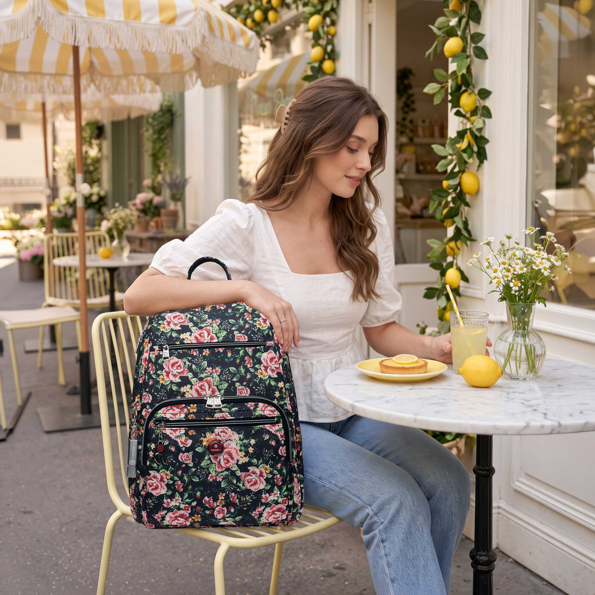 BFYP262314-1F4 Daffodil Mauve Rose Backpack Model