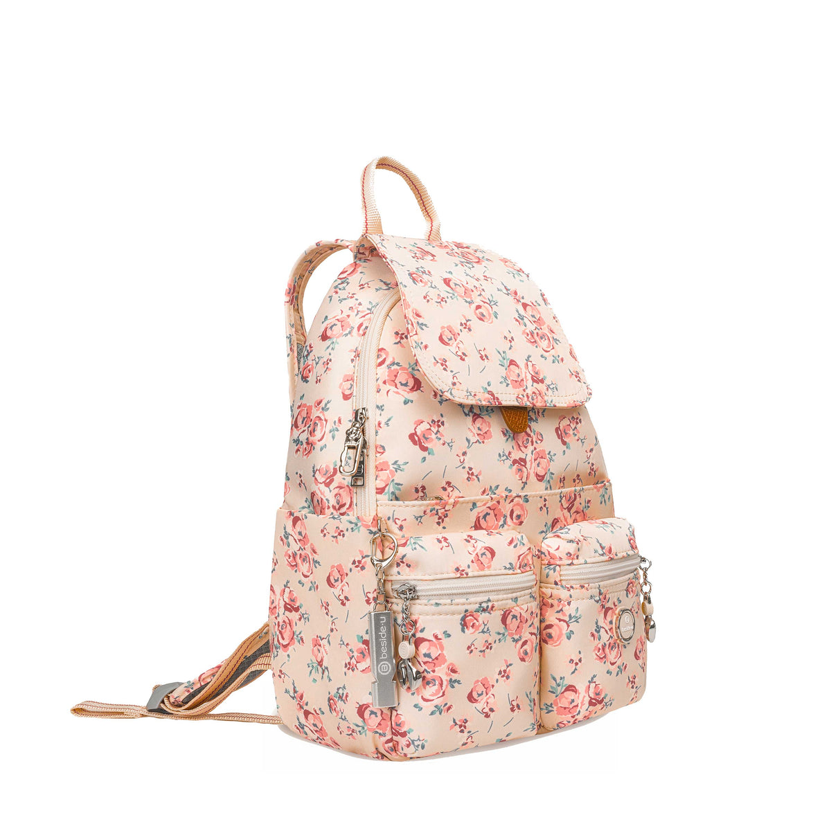 BFYP2634-598 Cosmos Beige Vintage Bouquet Backpack Angled