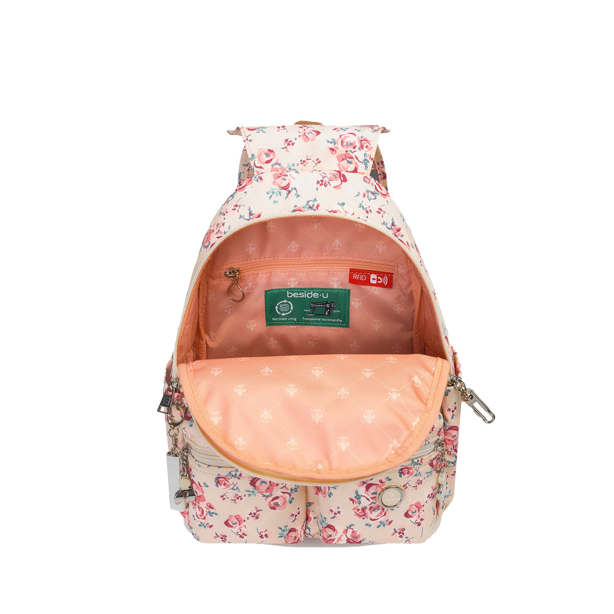 BFYP2634-598 Cosmos Beige Vintage Bouquet Backpack Inside Main