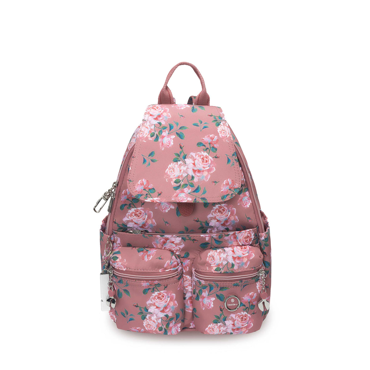 BFYP2634-965 Cosmos Rose Blooms Backpack Front