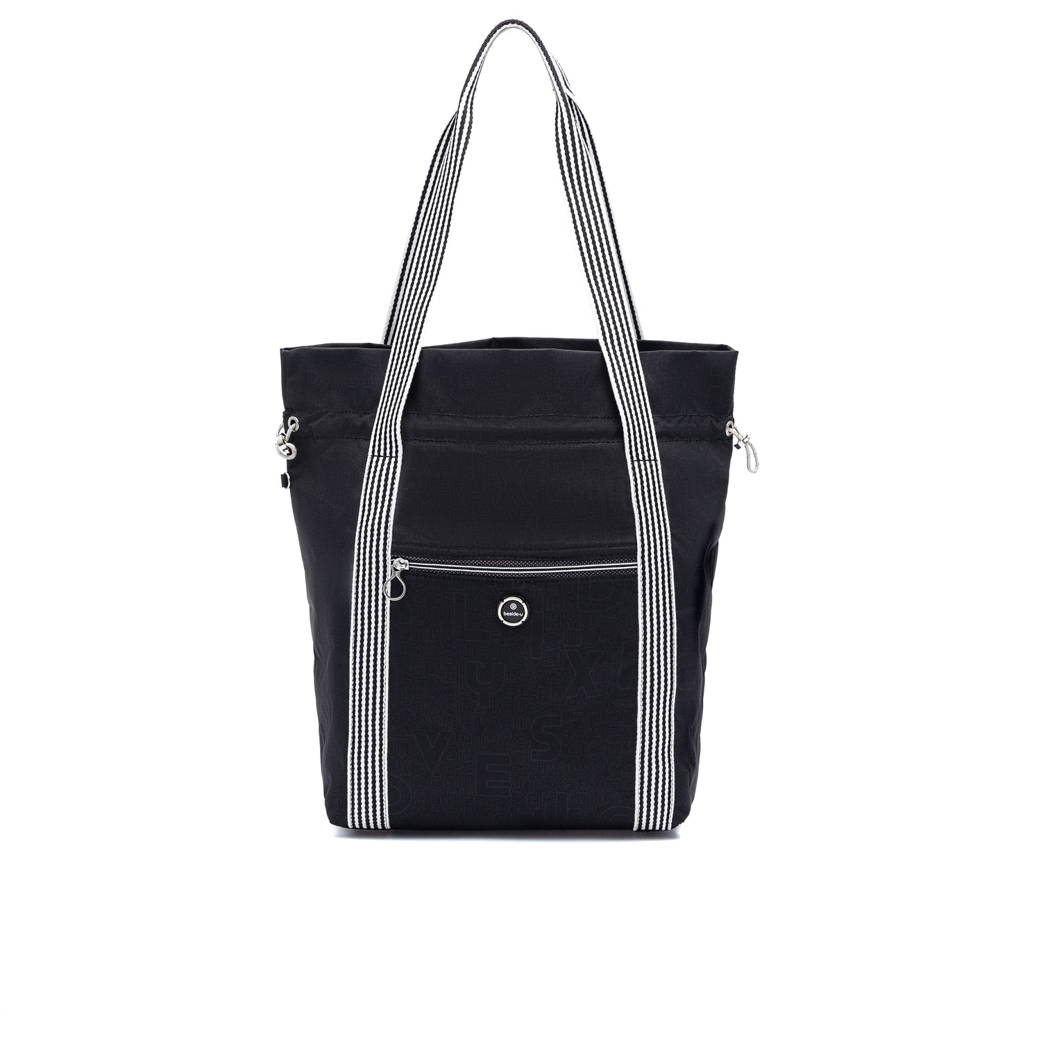 BFYSH2502-1C1 Canvas New Embossed Black Shopper Front