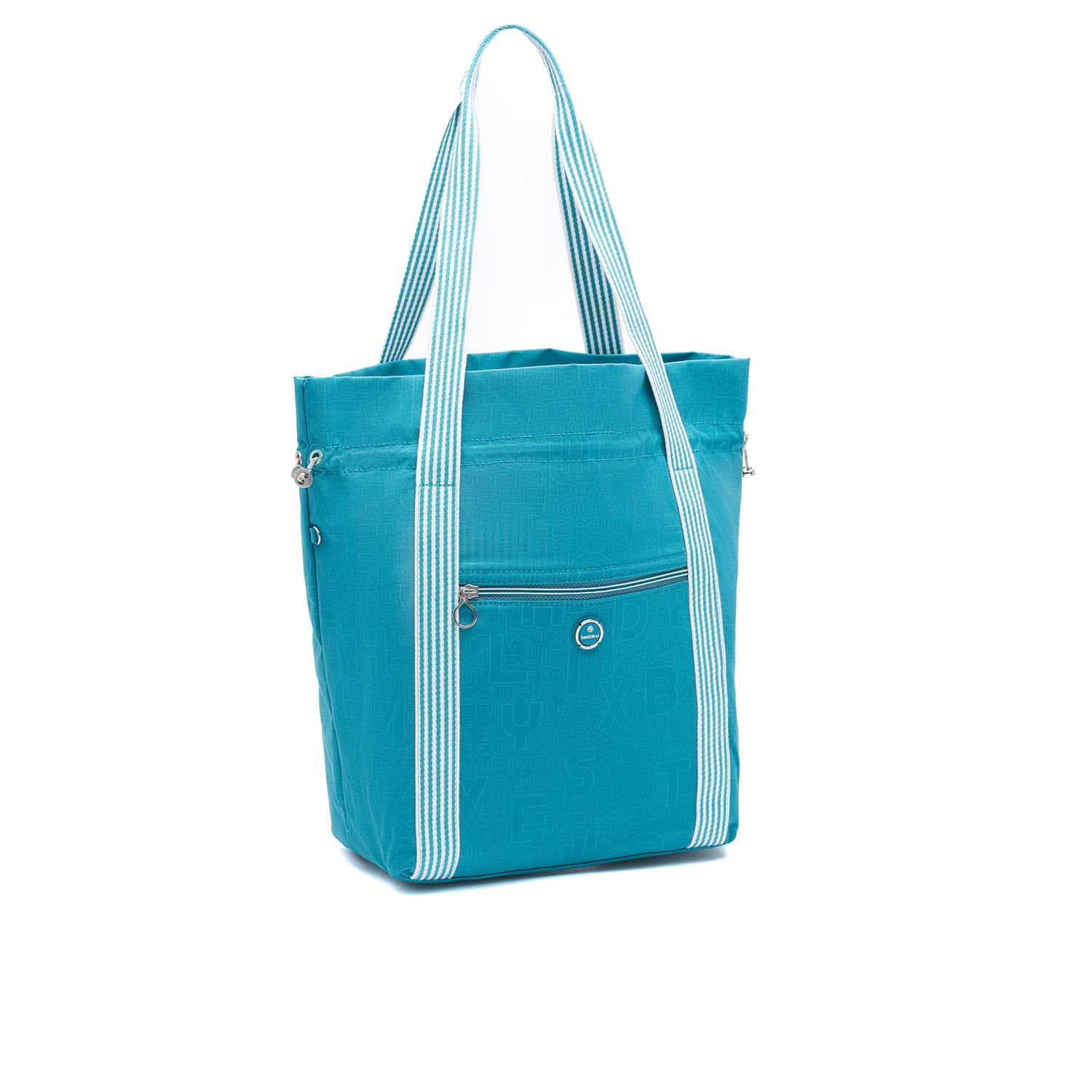 BFYSH2502-373 Canvas Peacock Blue Shopper Angled