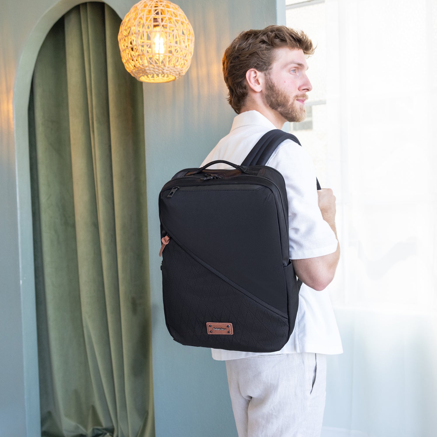 BLE2501-100 Glenn-01 Black Backpack Model Standing