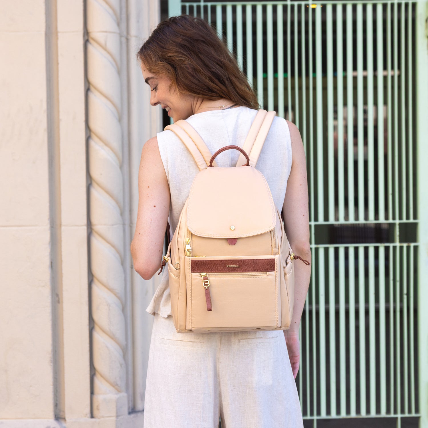 BNE2404-955 Gather Golden Sand Backpack Model