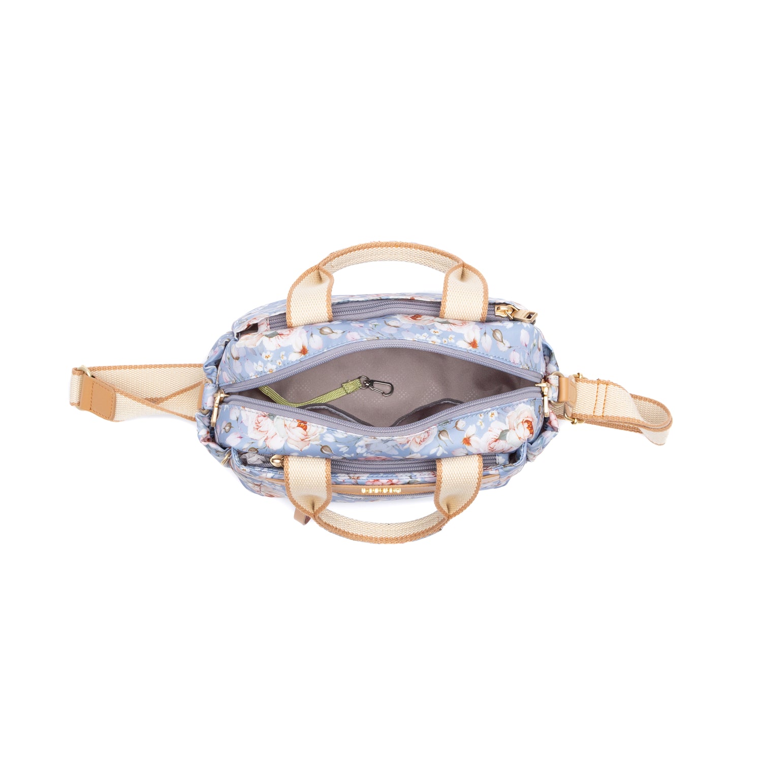 BNE2407-3K6 Mystery Petal Mist Blue Satchel Inside