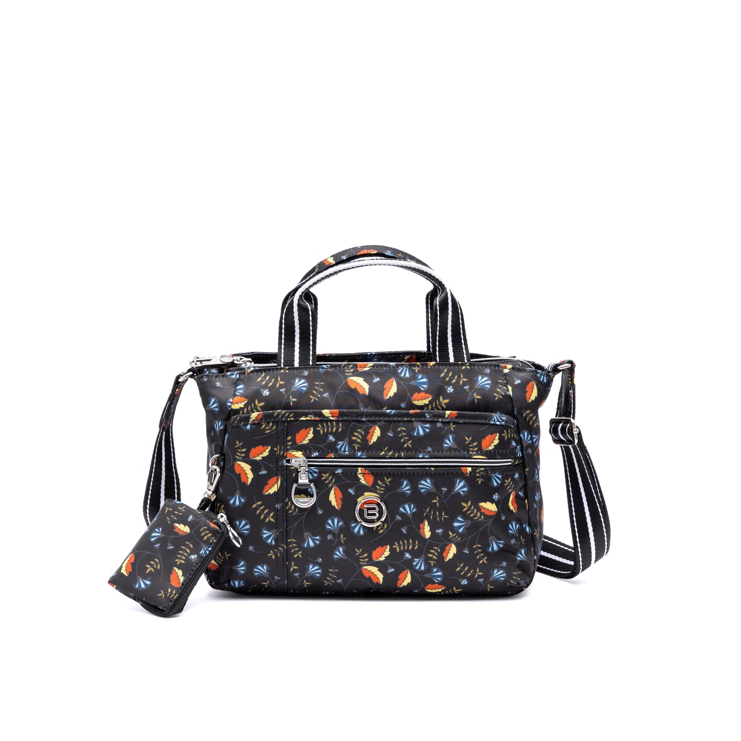 BNUP2527-1D7 Jazmin Autumn Whispers Black Satchel Front