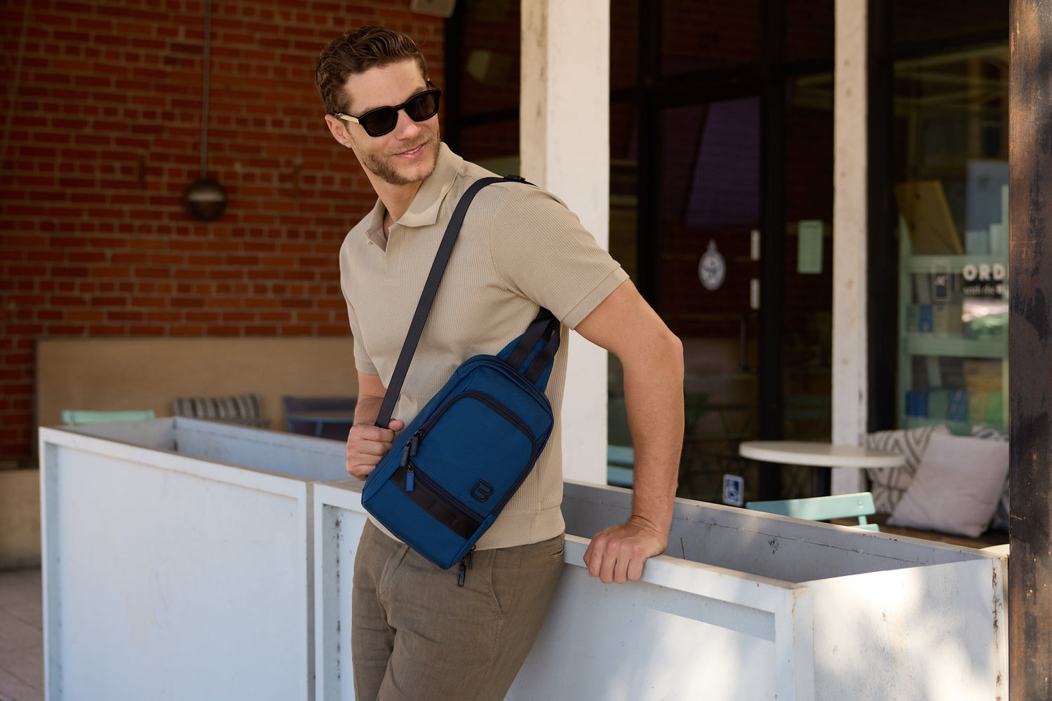 BAPC2206R1-300 Tale Blue Sling Bag Model Wide