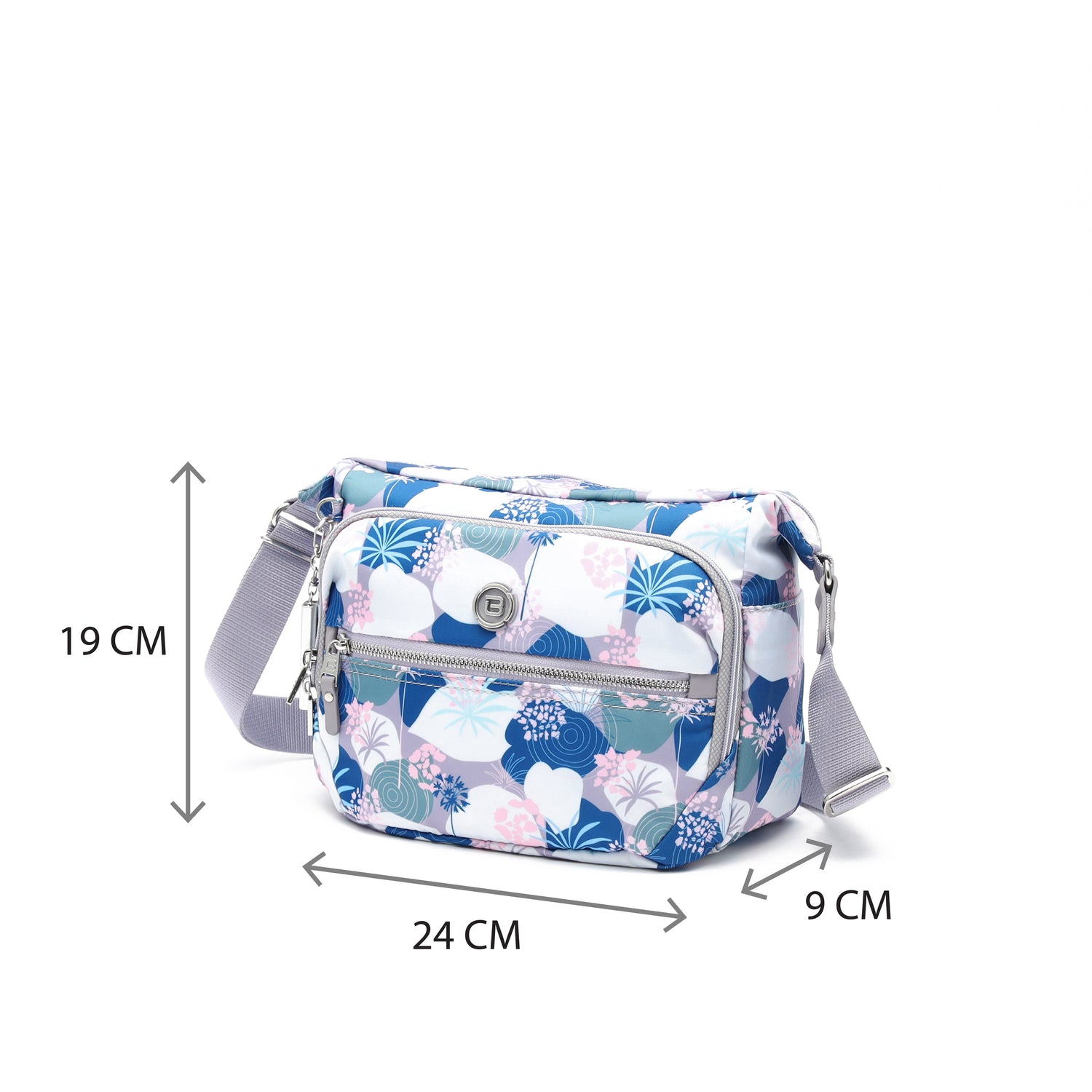 BNUP214S-8A4 Venture Botanical Purple Crossbody Size
