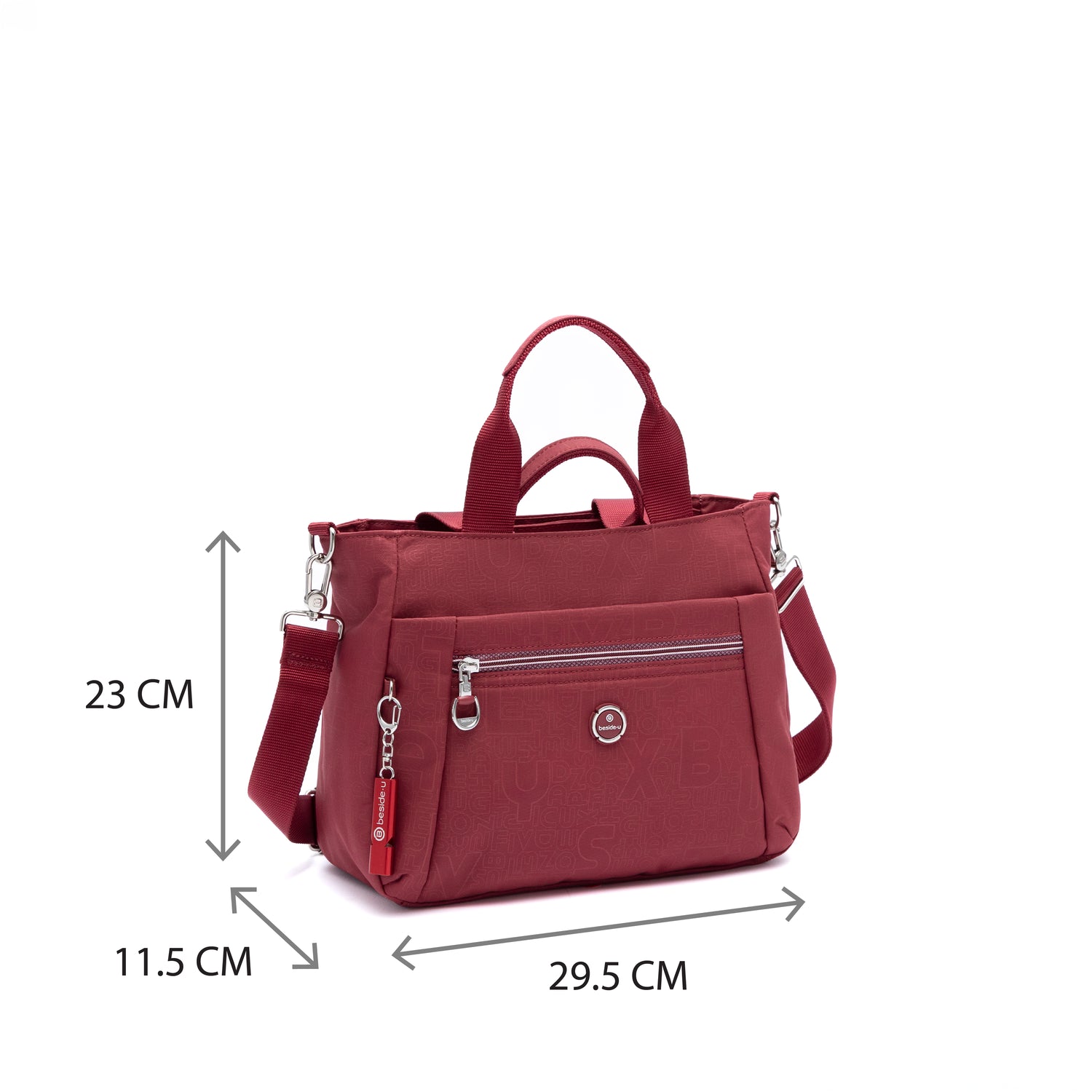 BFY2507-214 Glimmer Dark Red Satchel Size