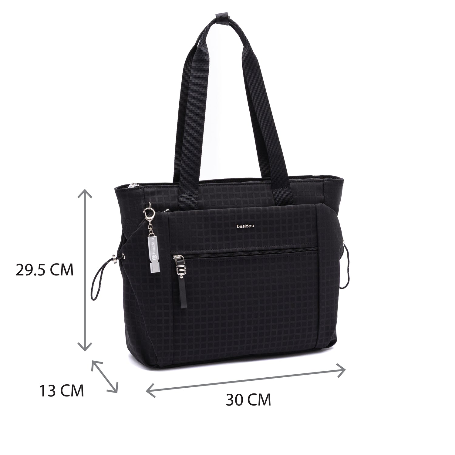 BAN2502-100 Basil Black Tote Size