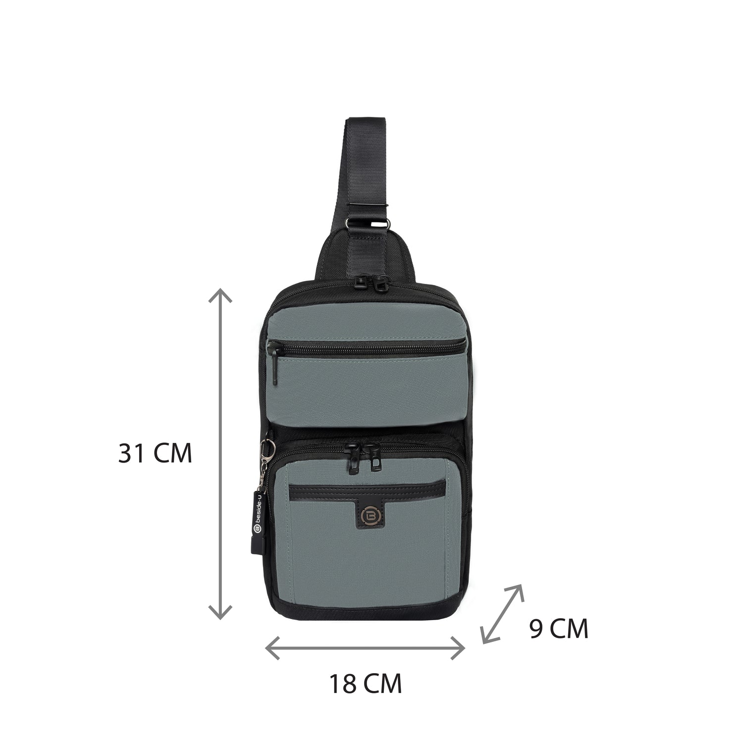 BDA2505-1A7 Davis-05 Black_Grey Sling Bag Size