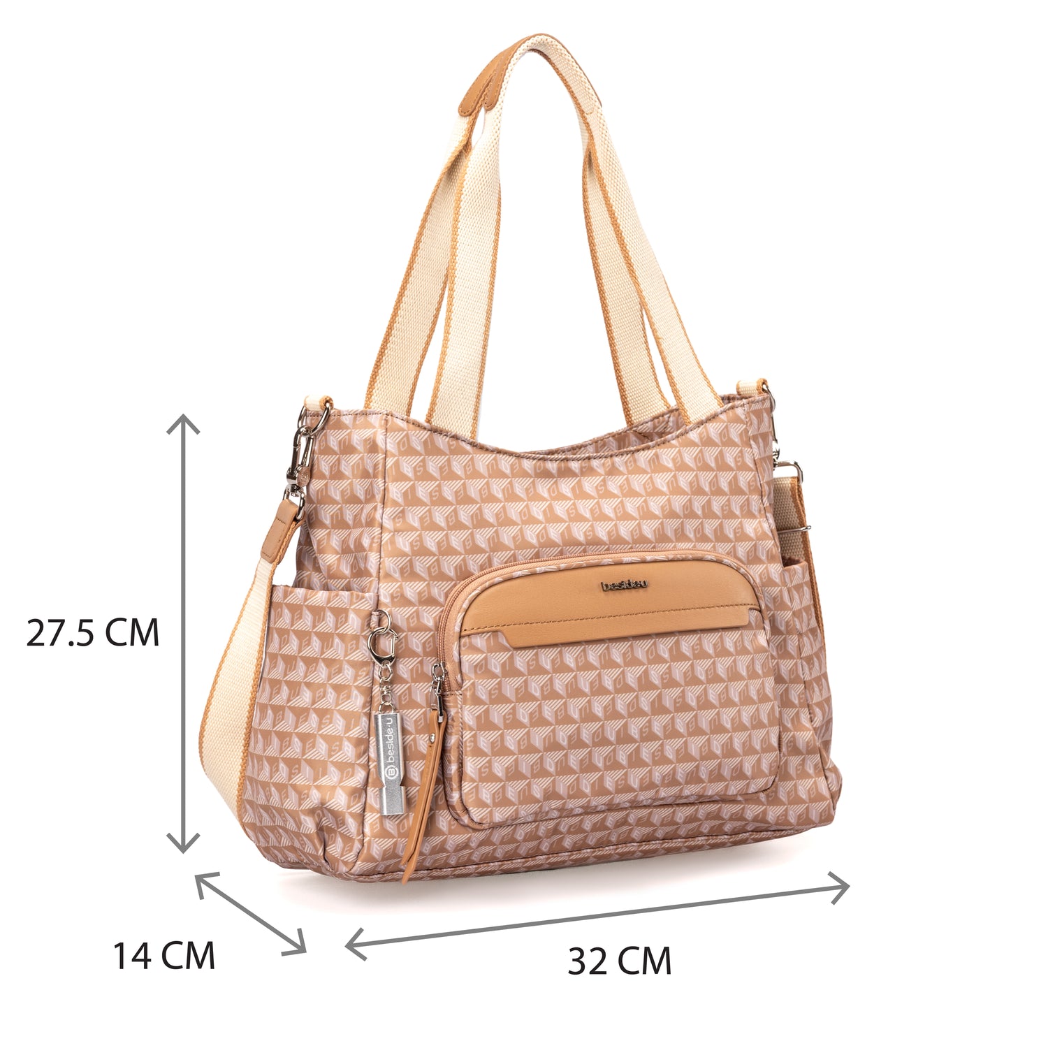 BDY2504-773 Emerald Camel Brown Satchel Size