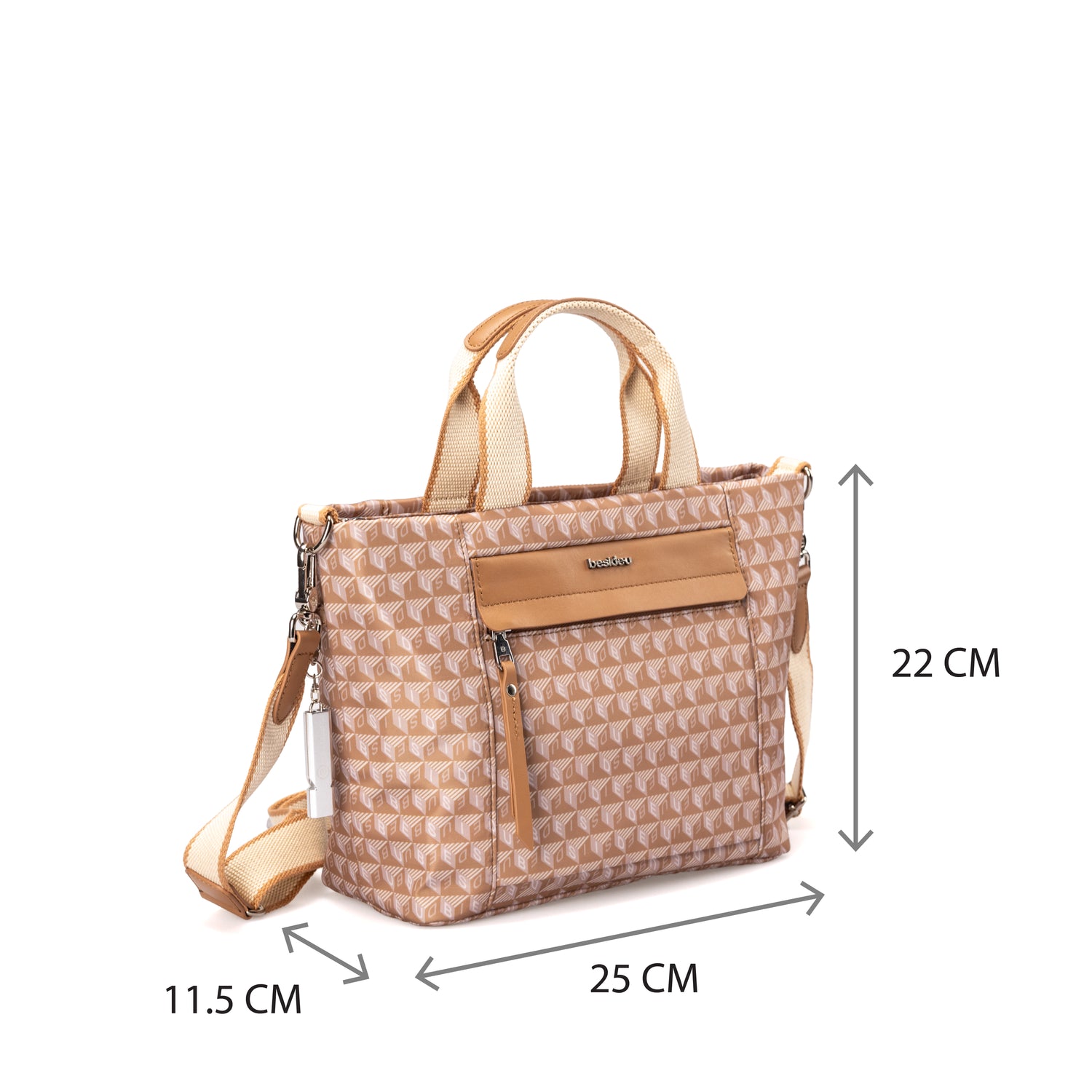BDY2508-773 Sapphire Camel Brown Satchel Size