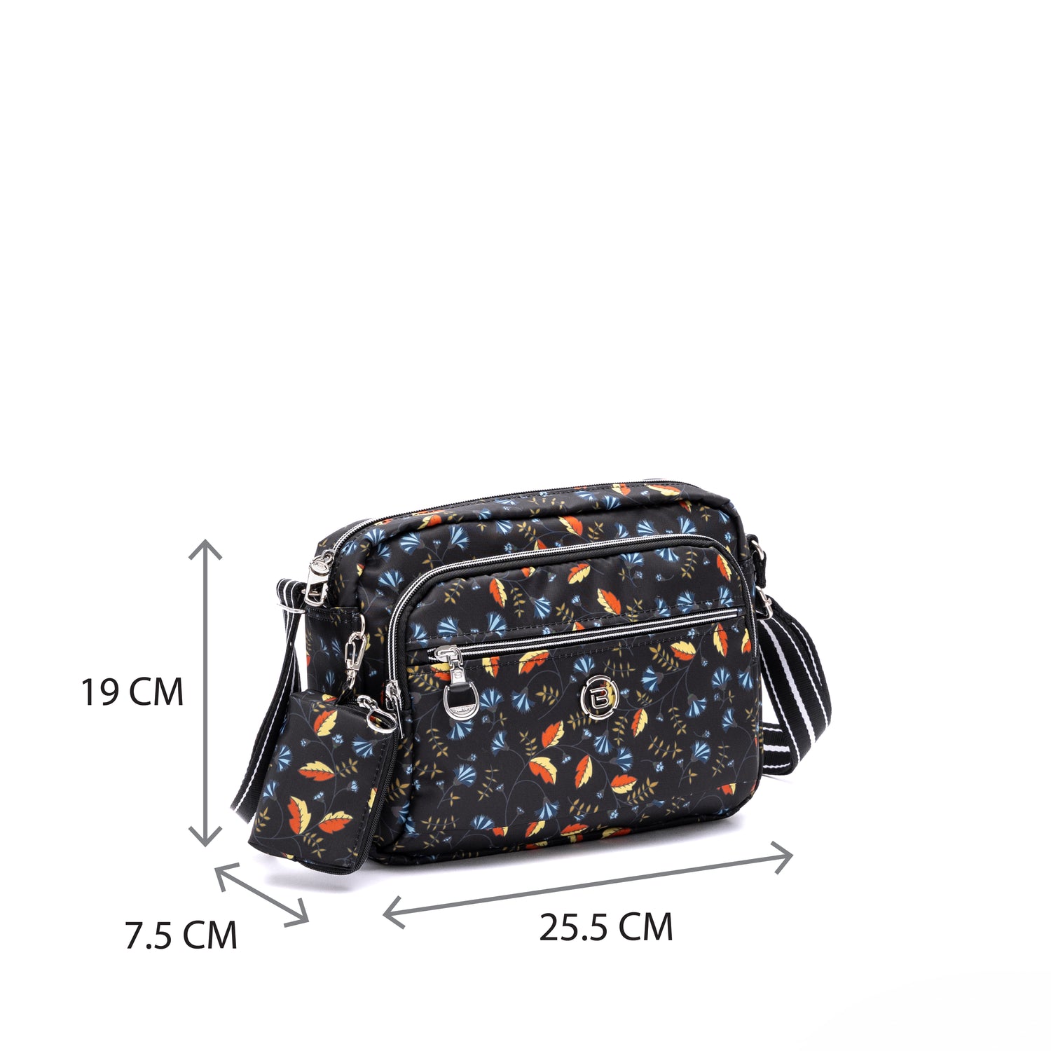 BNUP2484-1D7 Biscuit P Autumn Whispers Black Crossbody Size