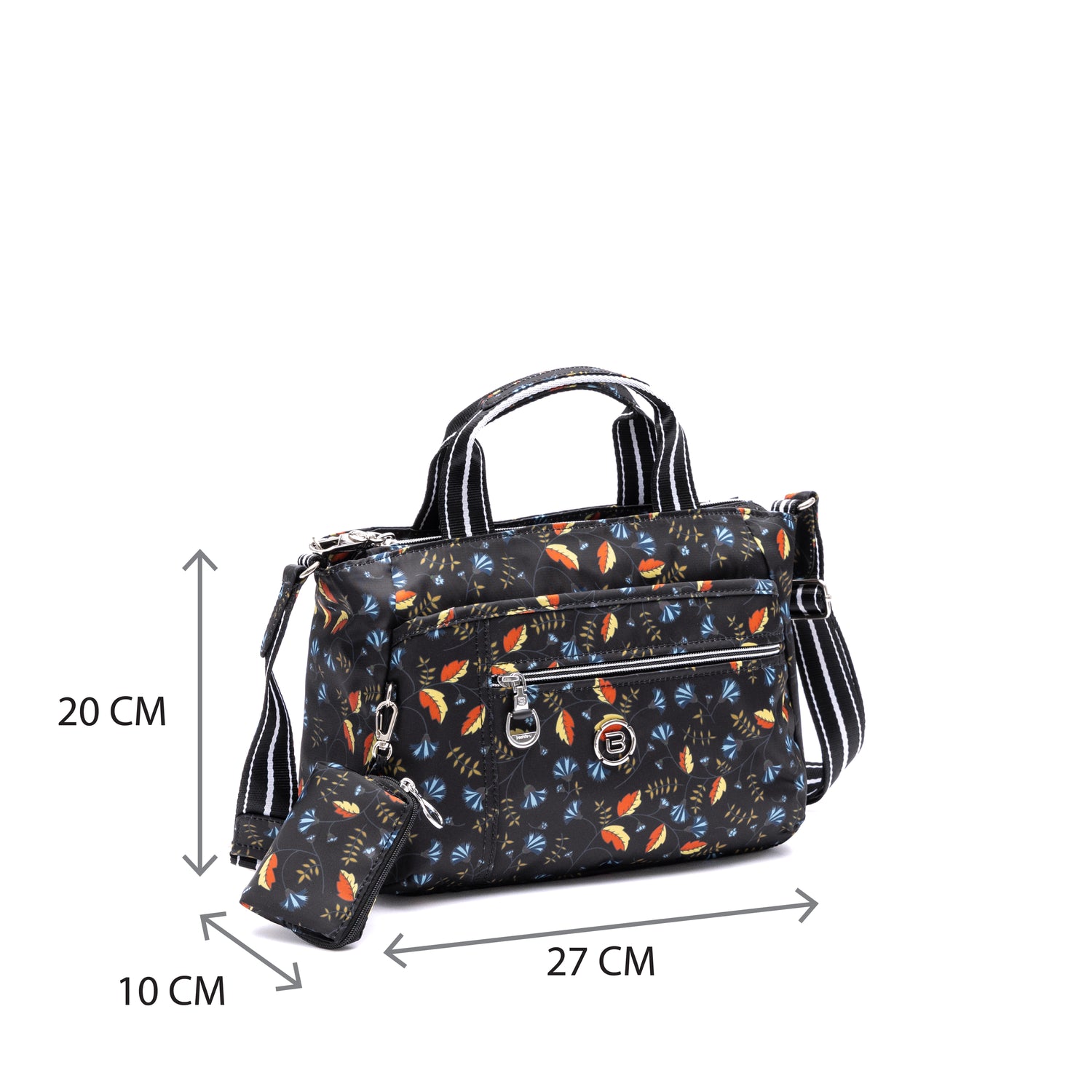 BNUP2527-1D7 Jazmin Autumn Whispers Black Satchel Size
